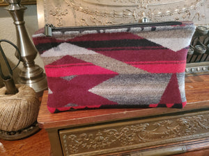 Upcycled Pendleton Wool & Leather Zippered Pouch 5