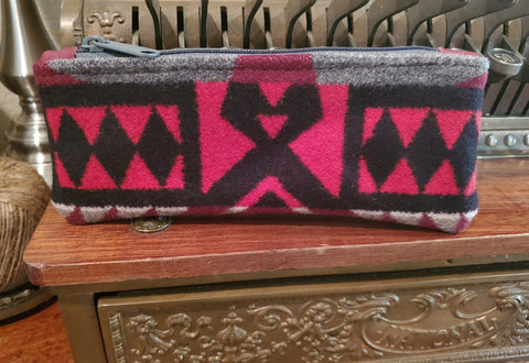 Upcycled Pendleton Wool & Leather Zippered Pouch 6