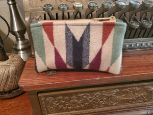 Upcycled Pendleton Wool & Leather Zippered Pouch 8