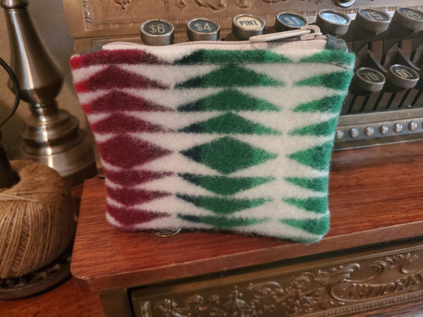 Upcycled Pendleton Wool & Leather Zippered Pouch 10