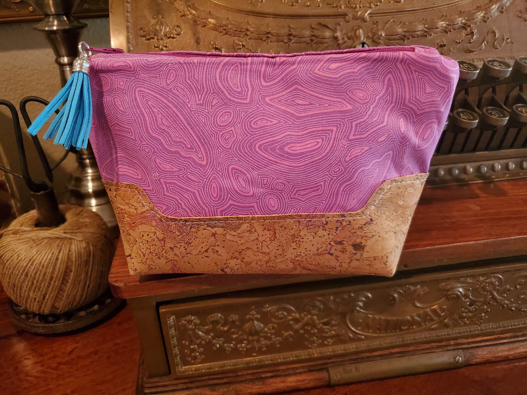 Cork & Pink Fabric - Zippered Pouch